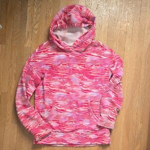 Athleta Girl Size XL (14) Patterned Hooded Sweatshirt Pink Purple White